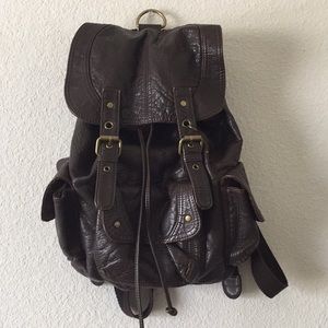 FAUX LEATHER DRAWSTRING BACKPACK